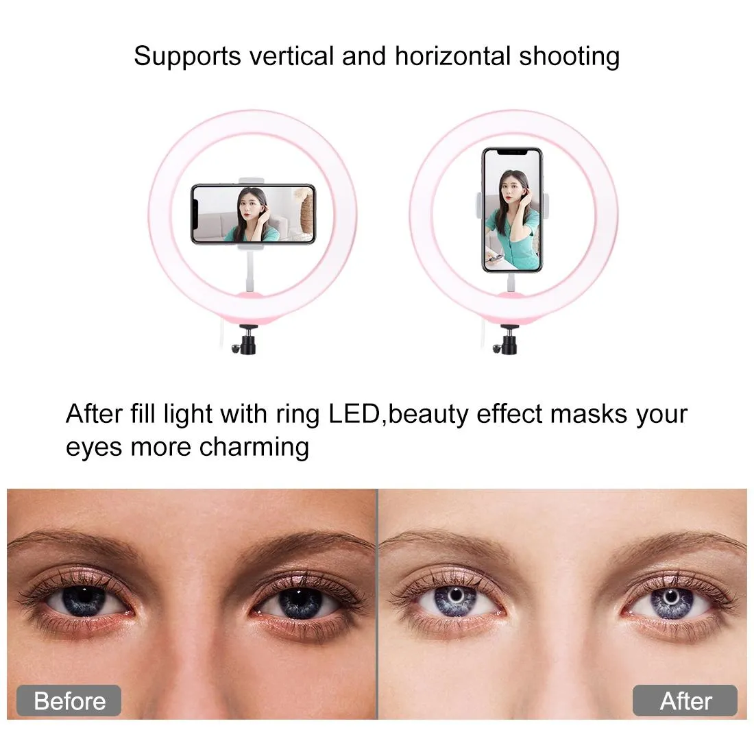26cm Dimmable Led Ring Light with Tripod and Phone Clamp