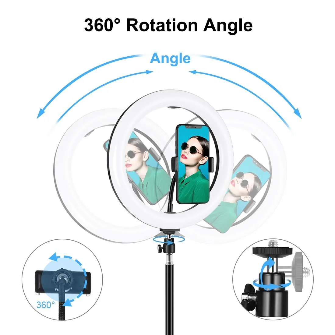 26cm Dimmable Led Ring Light with Tripod and Phone Clamp