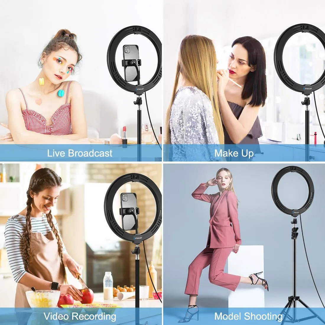 26cm Dimmable Led Ring Light with Tripod and Phone Clamp