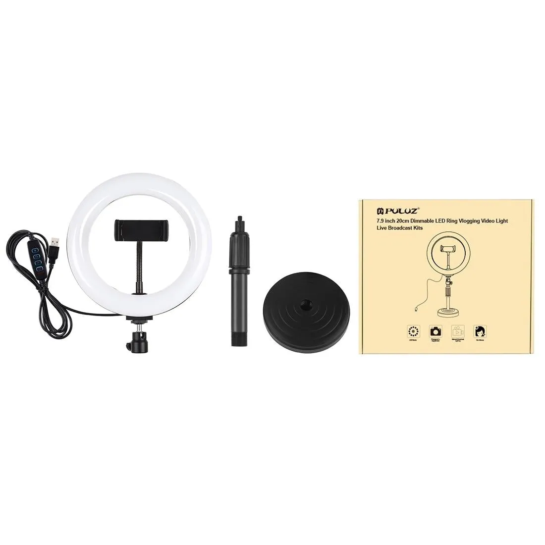 7.9 Led Ring Light with Usb 3 Modes Dual Colour Phone Clamp