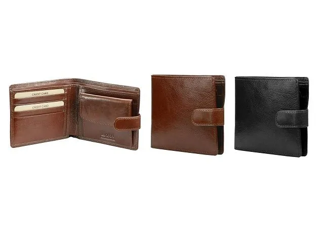 Adpel Leather Wallet With Coin Purse and Tab Closure