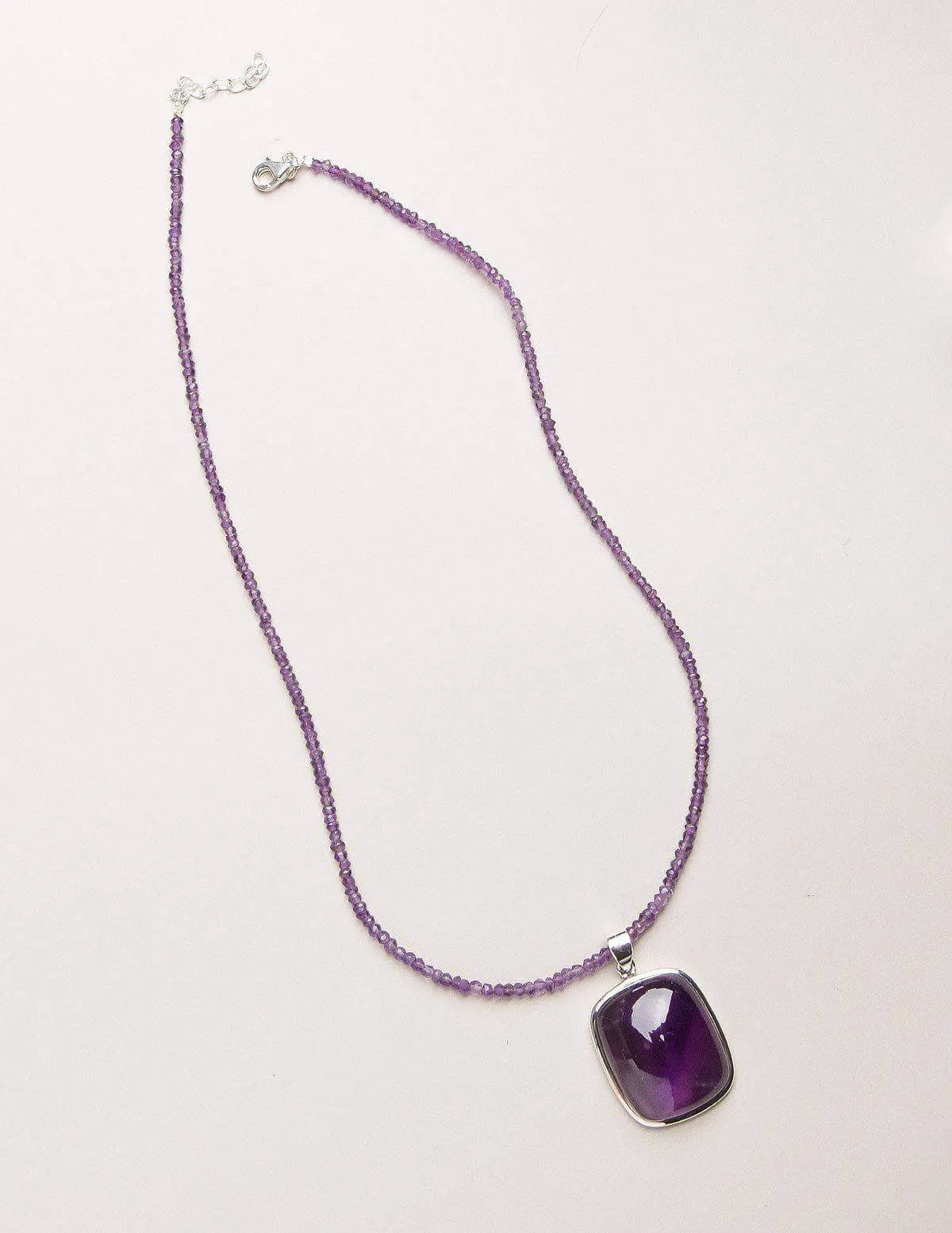 Amethyst Square Cut Beaded Necklace - One of a Kind