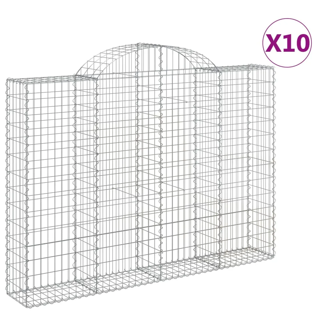 Arched Gabion Baskets 10 pcs 200x30x140/160 cm Galvanised Iron