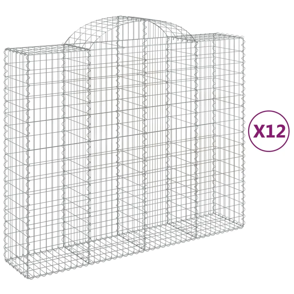 Arched Gabion Baskets 12 pcs 200x50x160/180 cm Galvanised Iron