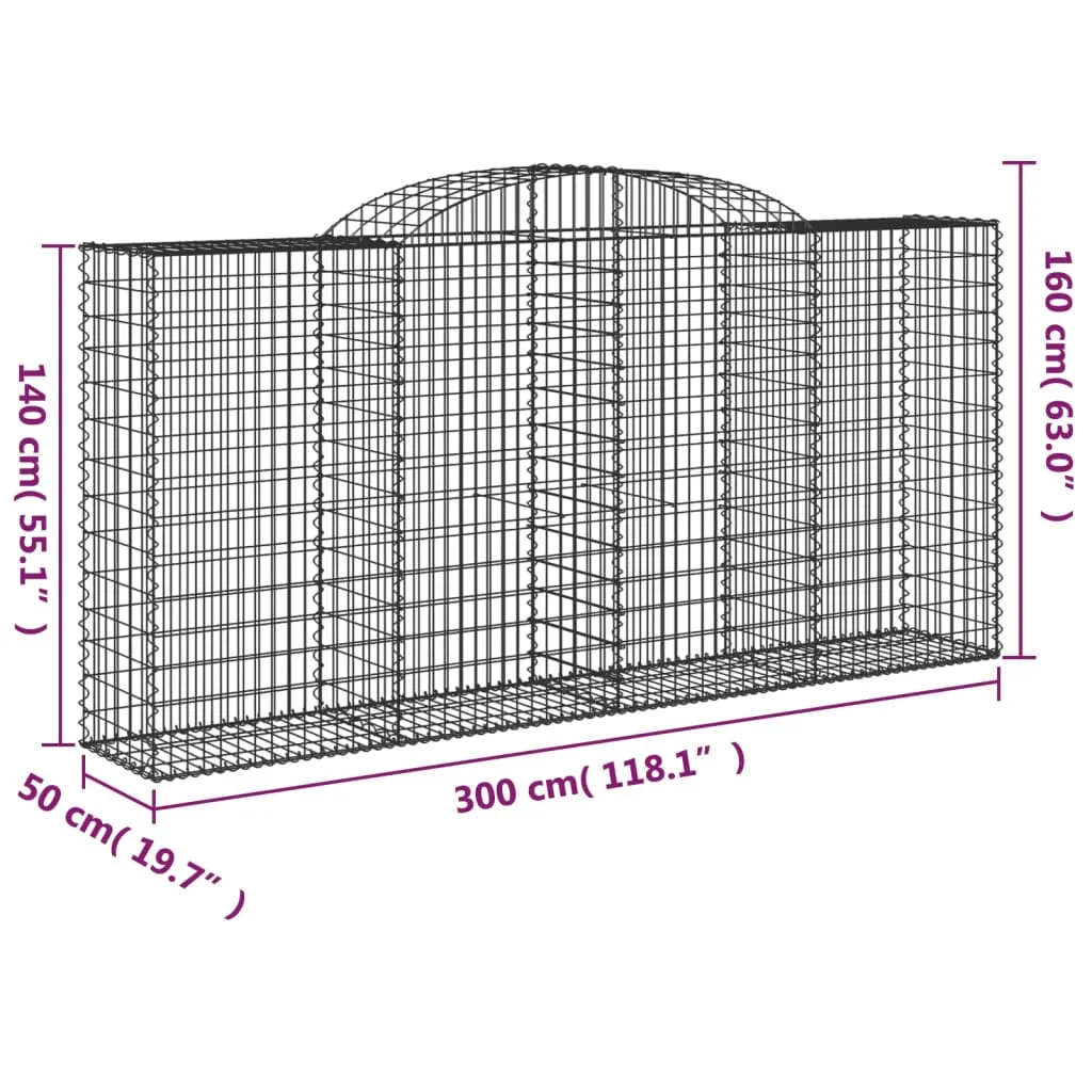 Arched Gabion Baskets 12 pcs 300x50x140/160 cm Galvanised Iron