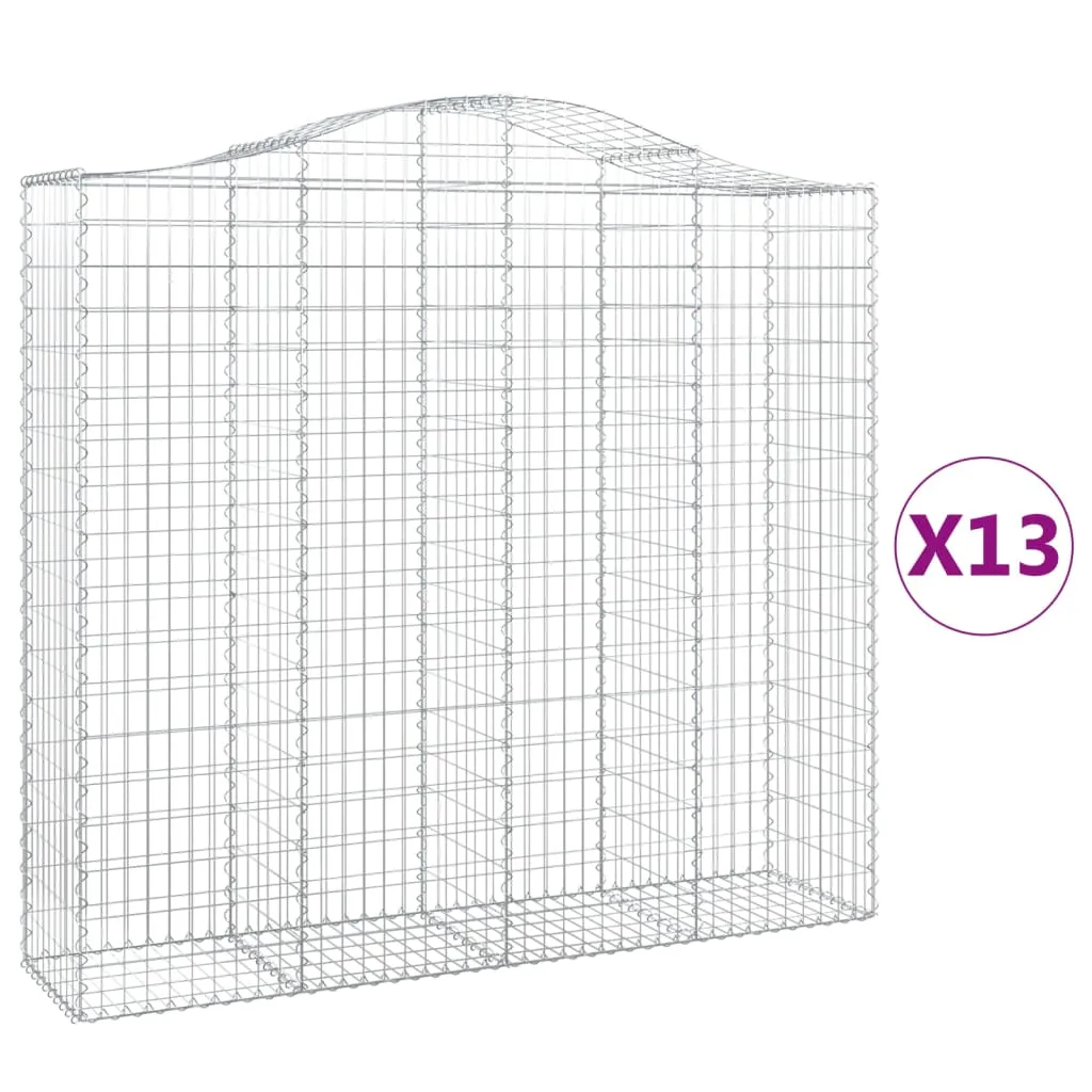 Arched Gabion Baskets 13 pcs 200x50x180/200 cm Galvanised Iron