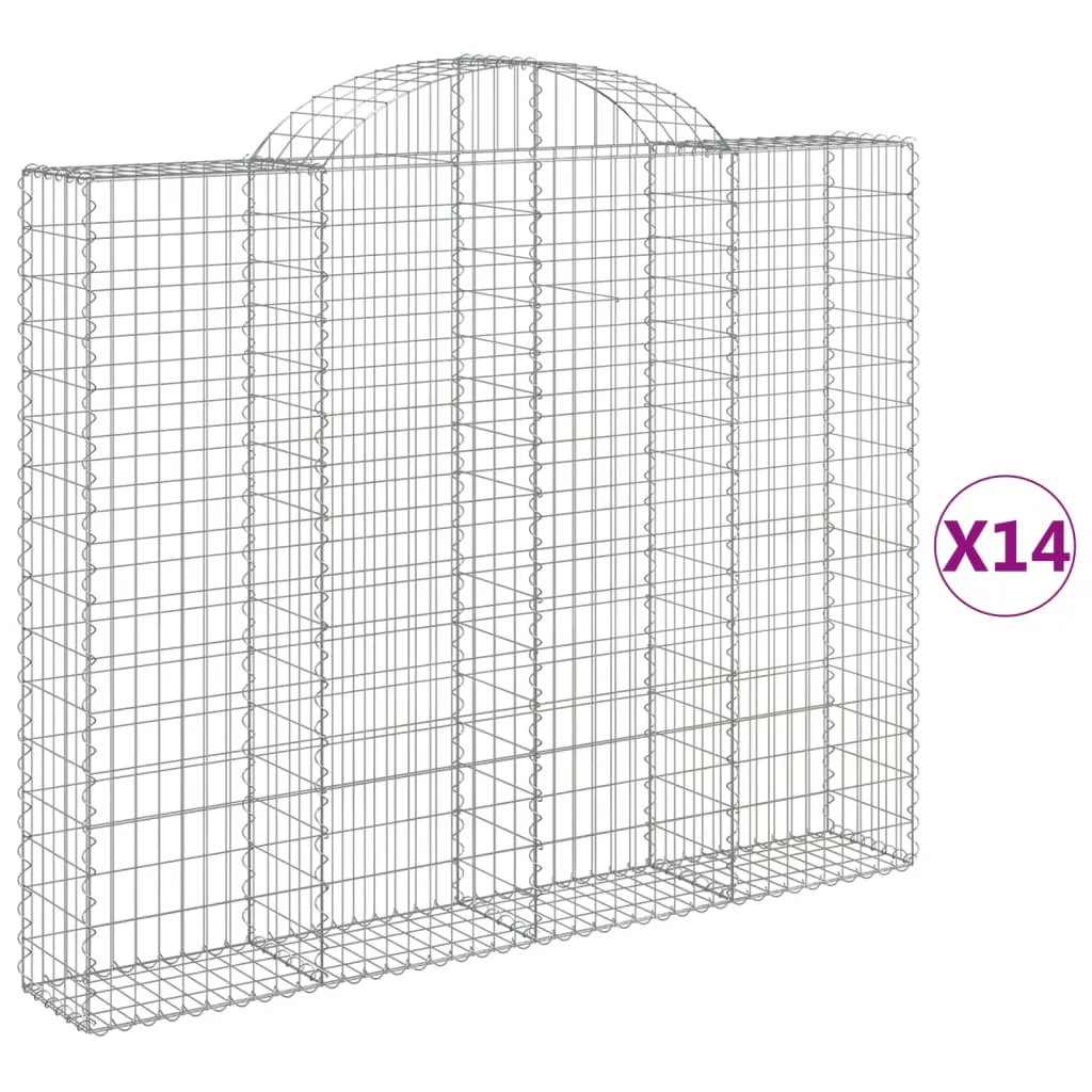 Arched Gabion Baskets 14 pcs 200x30x160/180 cm Galvanised Iron