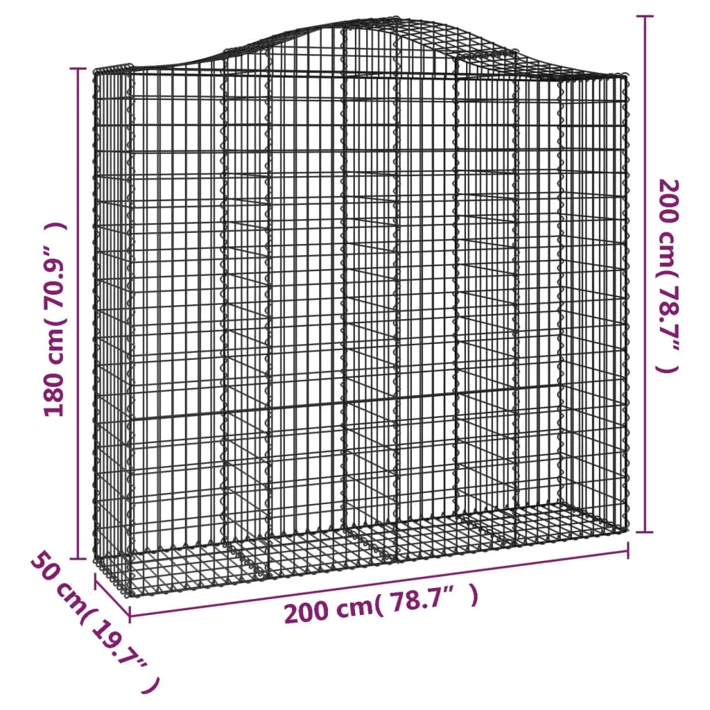 Arched Gabion Baskets 14 pcs 200x50x180/200 cm Galvanised Iron