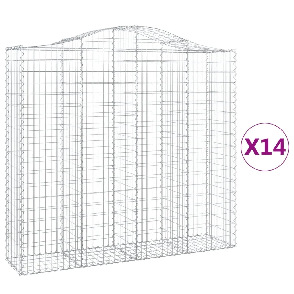 Arched Gabion Baskets 14 pcs 200x50x180/200 cm Galvanised Iron