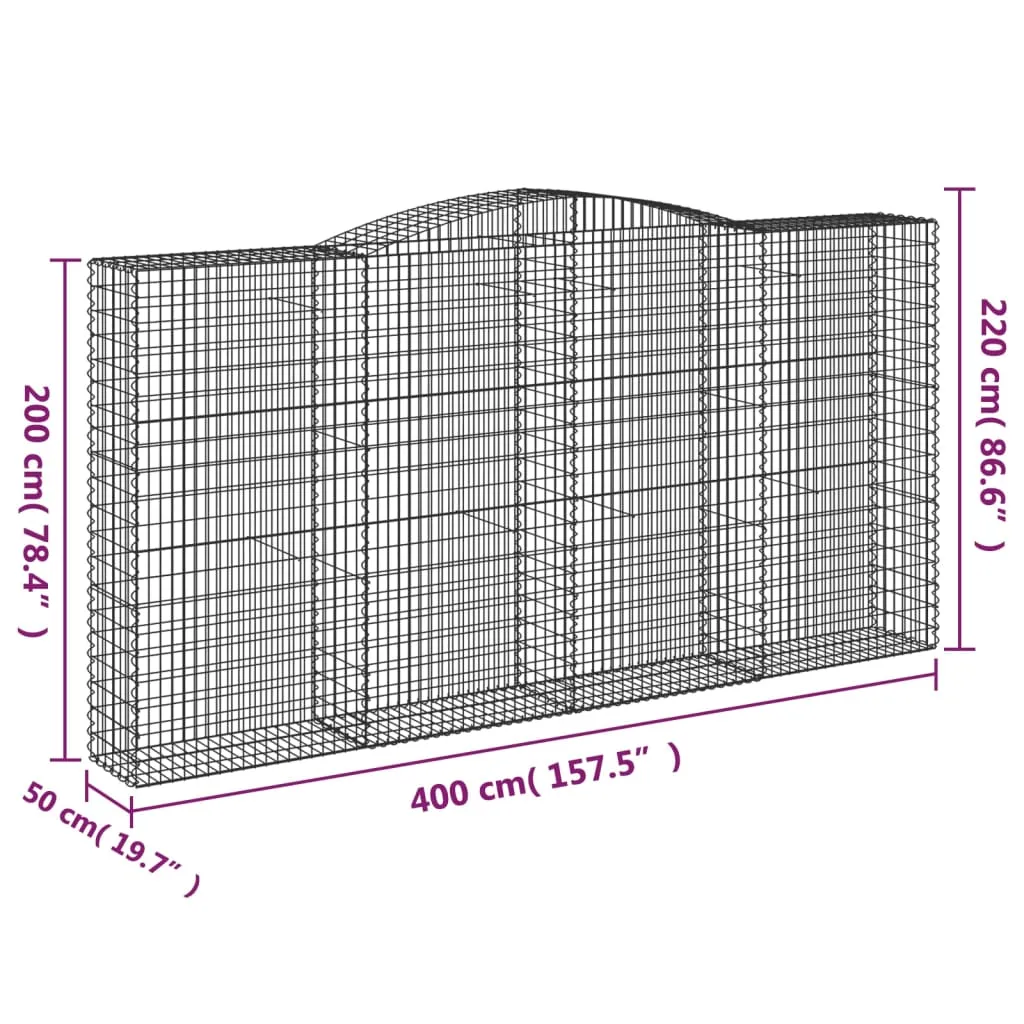 Arched Gabion Baskets 20 pcs 400x50x200/220 cm Galvanised Iron