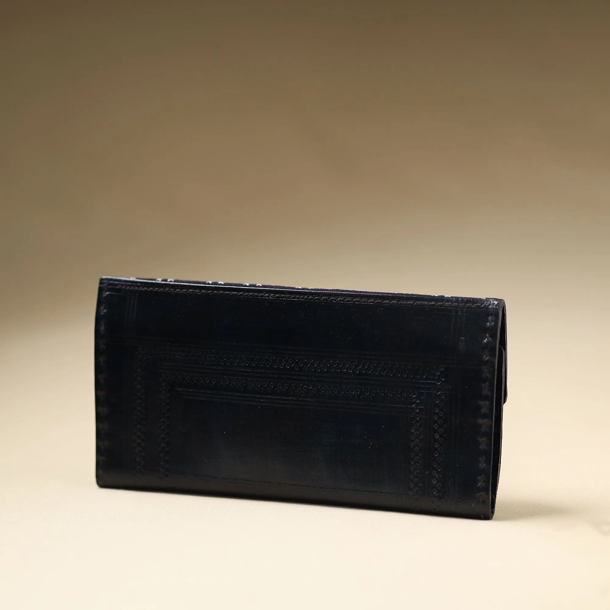 Black - Handcrafted Kutch Jat Embroidery Leather Wallet
