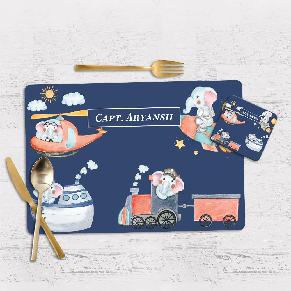 Captain Ellie Tableware Set (kids) (4 Placemats & 4 Casters)