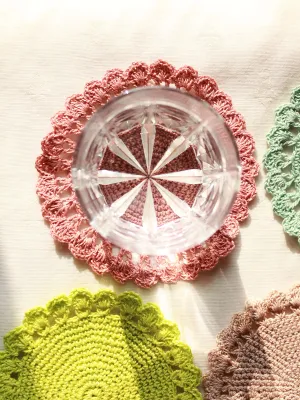 Cotton Crochet Coasters Set Of Four Multi Colour