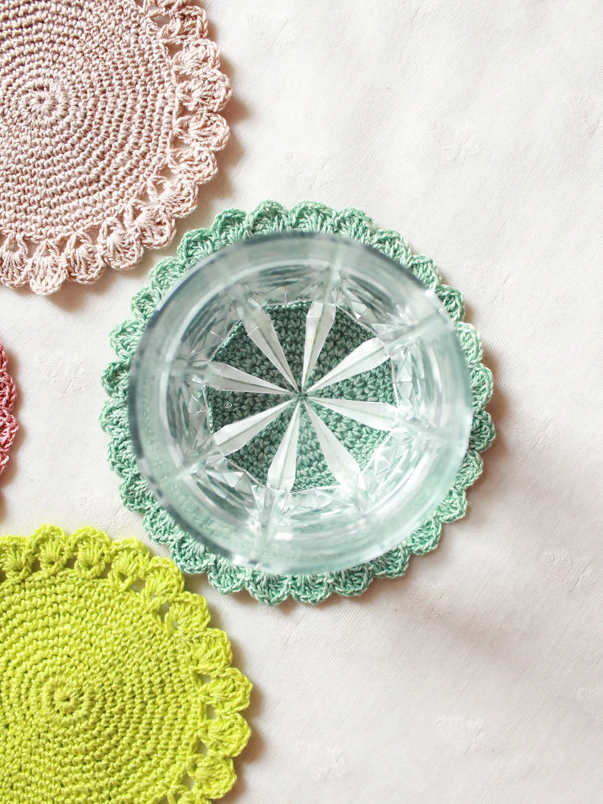 Cotton Crochet Coasters Set Of Four Multi Colour