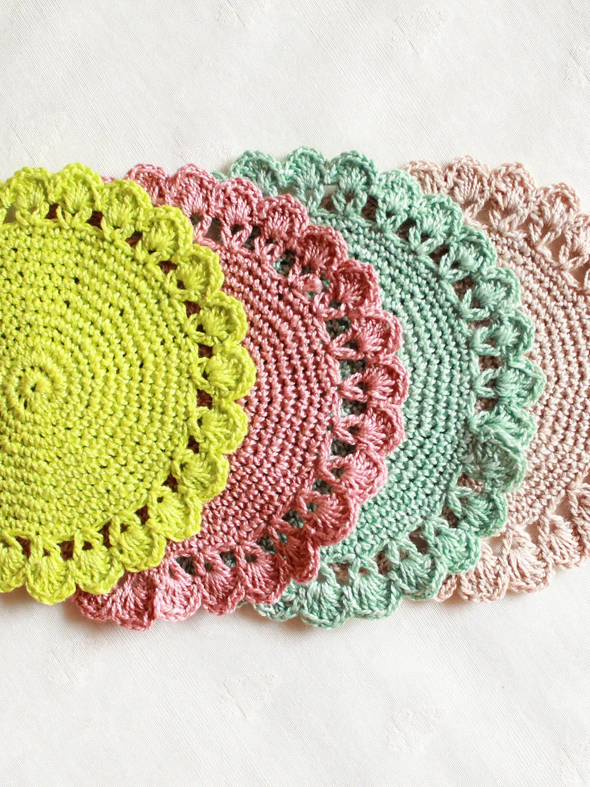 Cotton Crochet Coasters Set Of Four Multi Colour