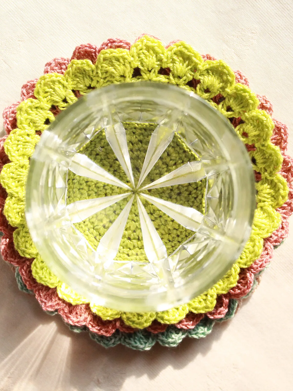 Cotton Crochet Coasters Set Of Four Multi Colour