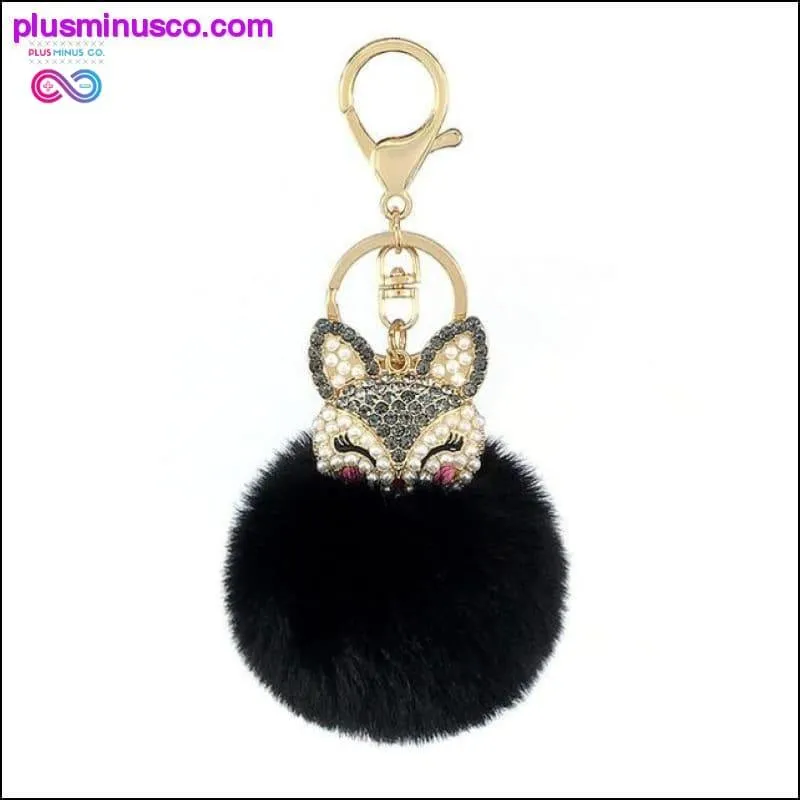 Cute mini fox fur ball keychain handmade fluffy fur pompom