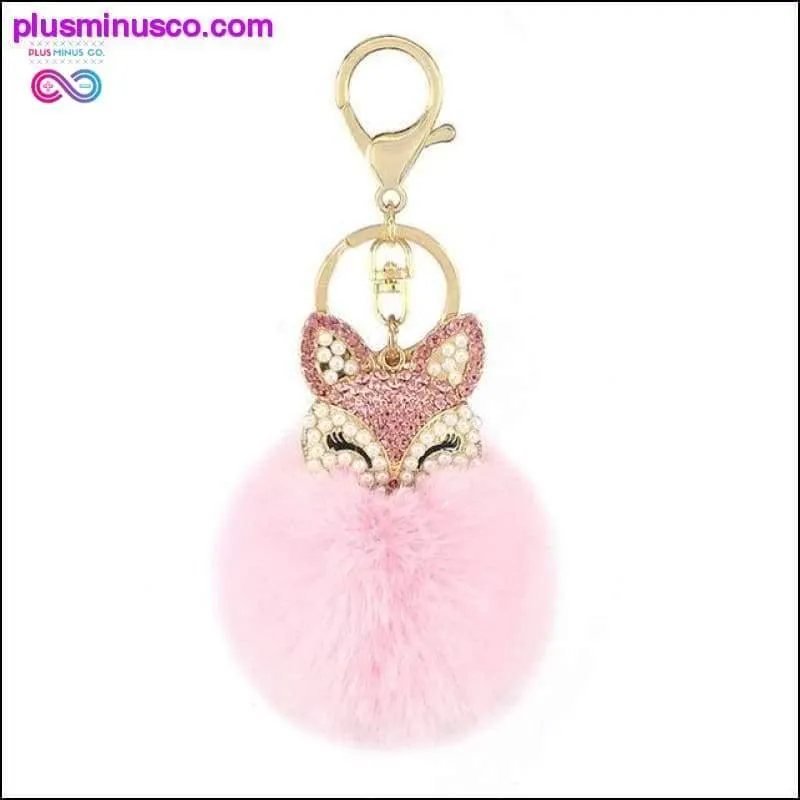 Cute mini fox fur ball keychain handmade fluffy fur pompom