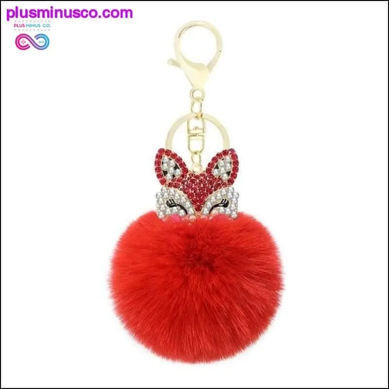 Cute mini fox fur ball keychain handmade fluffy fur pompom
