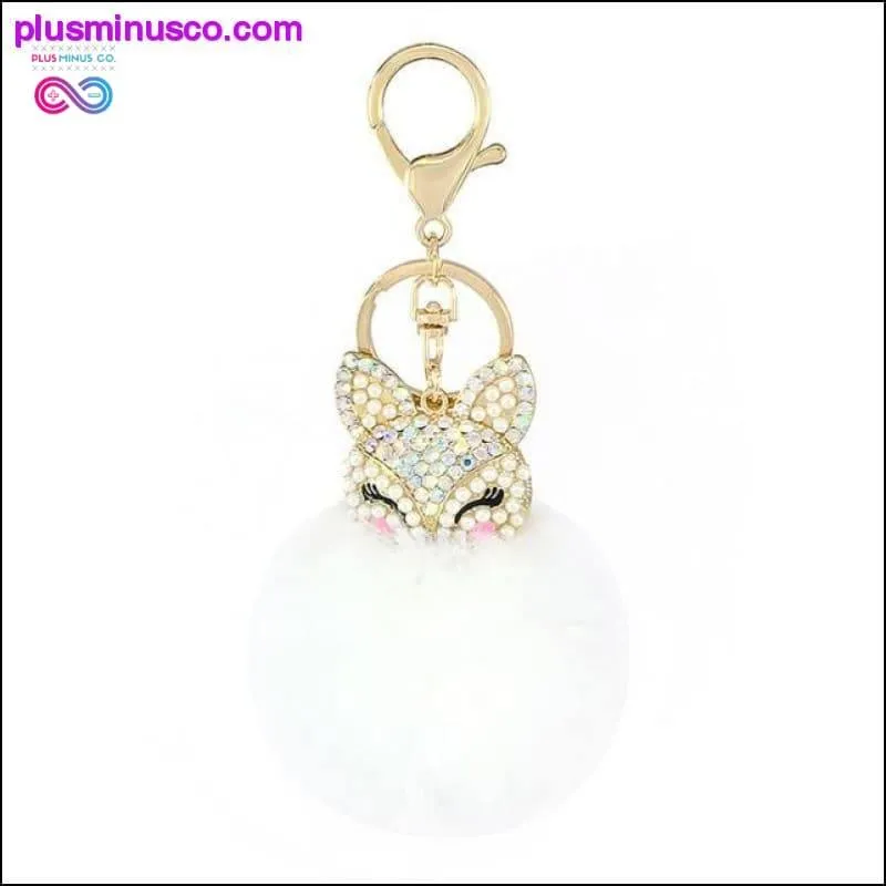 Cute mini fox fur ball keychain handmade fluffy fur pompom