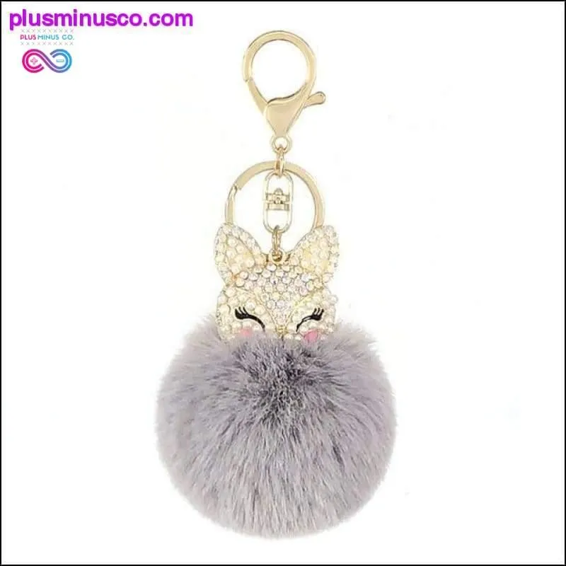 Cute mini fox fur ball keychain handmade fluffy fur pompom