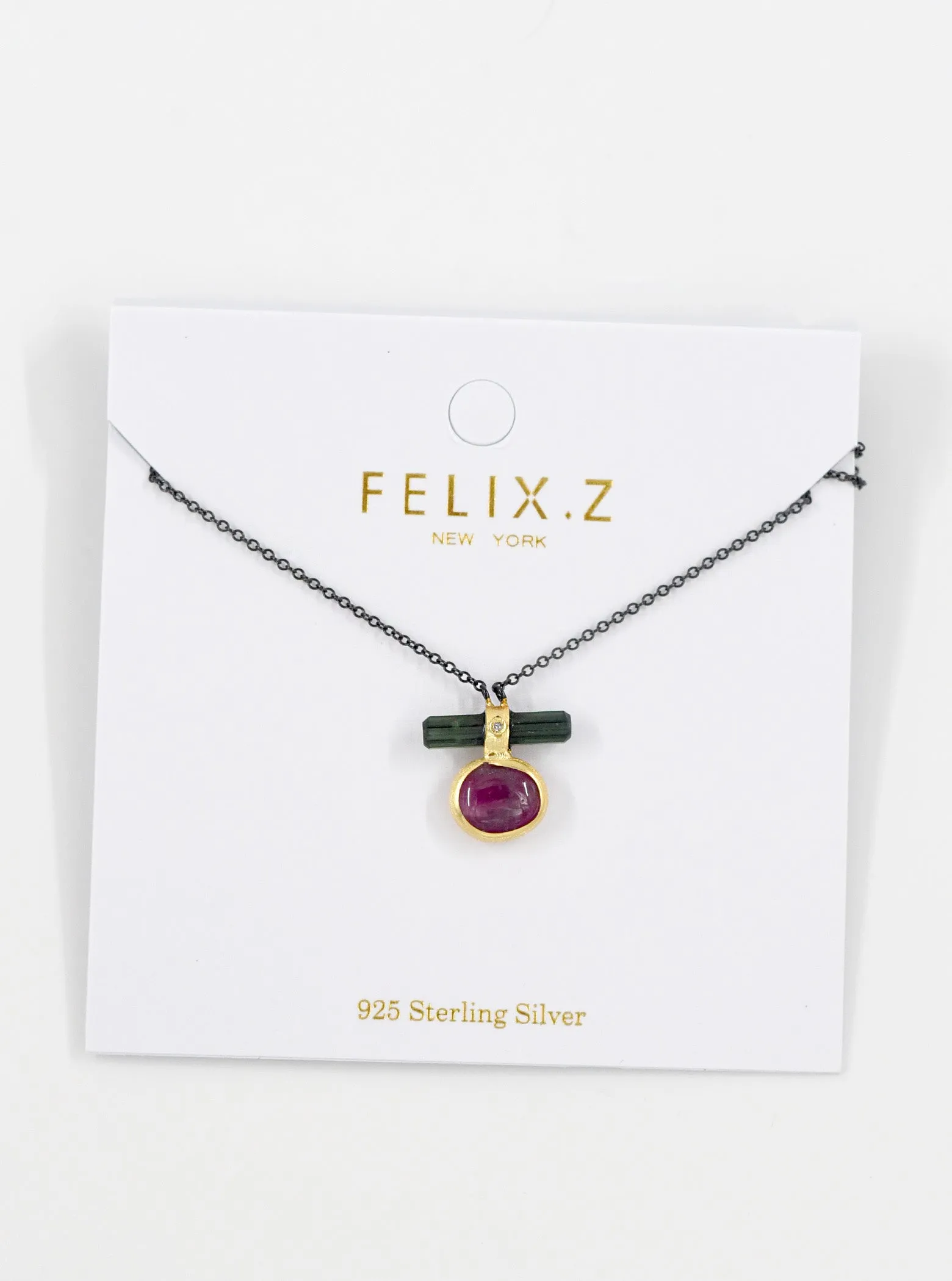 Double Tourmaline Horizontal Bar With Diamond Necklace