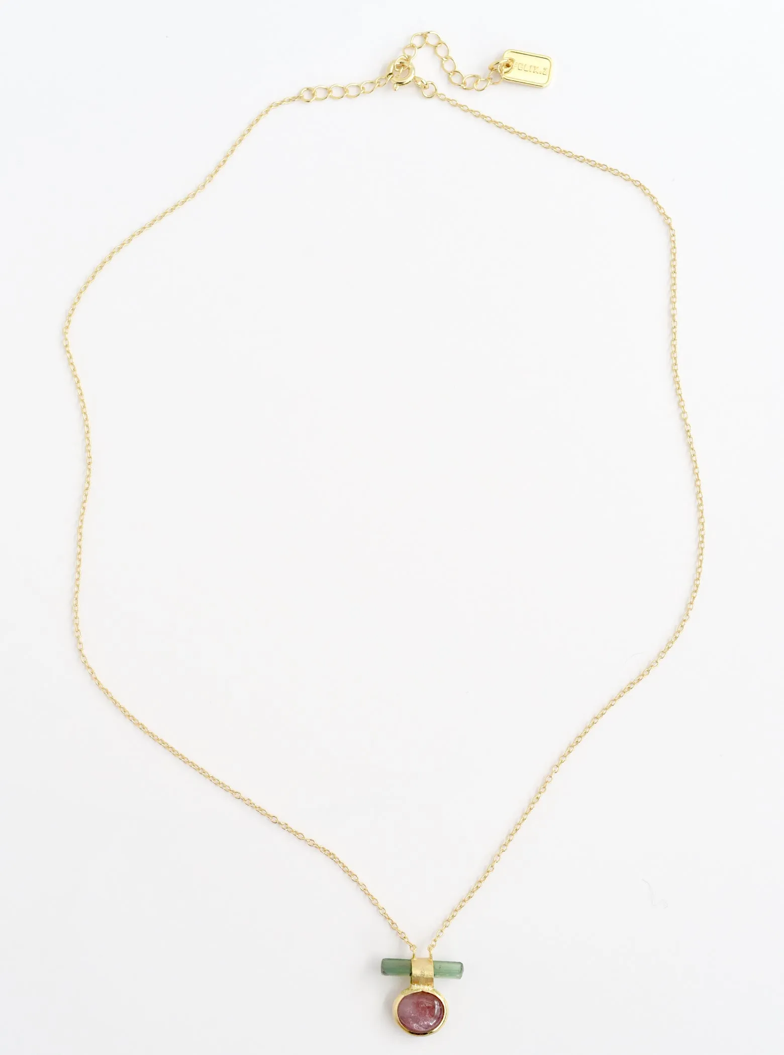 Double Tourmaline Horizontal Bar With Diamond Necklace