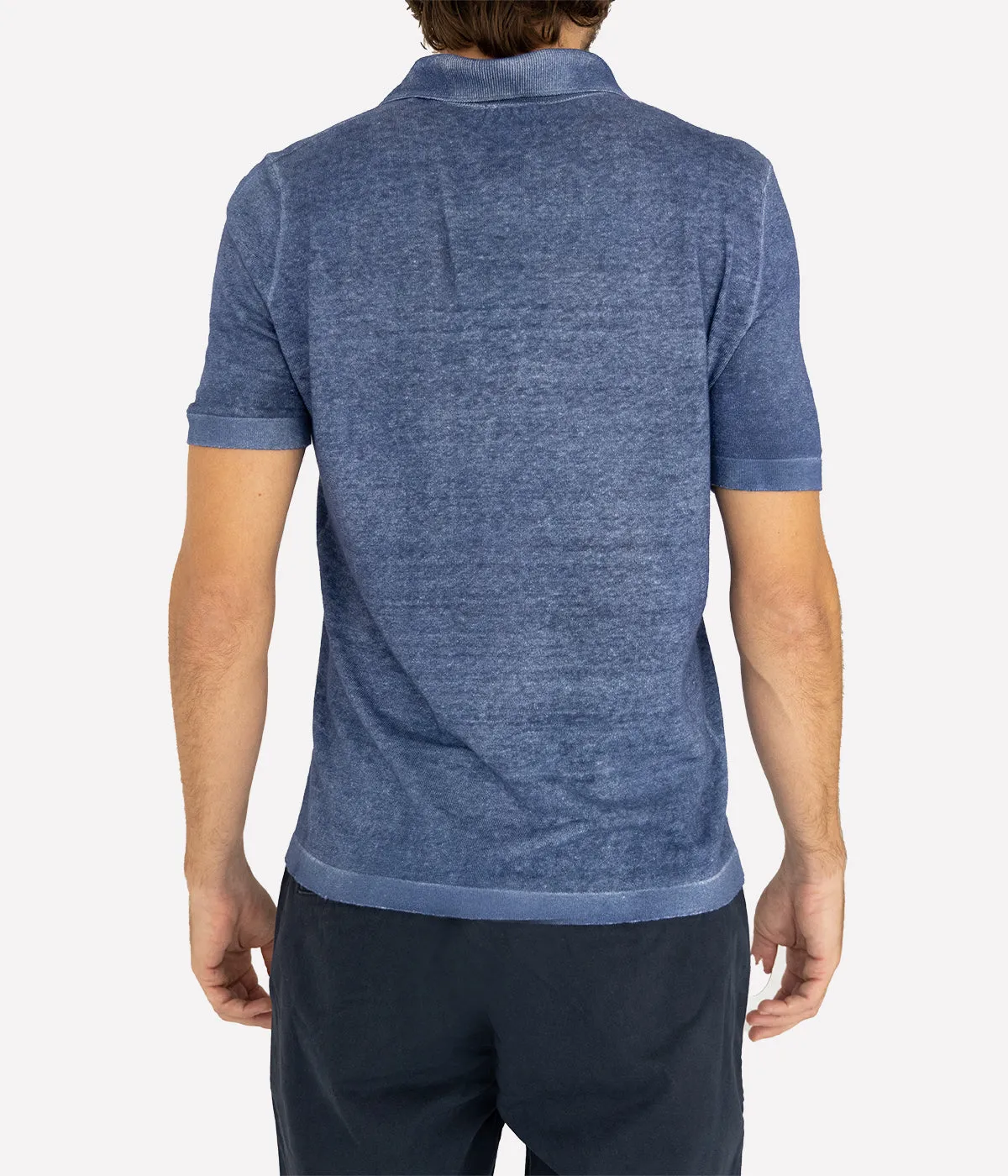 Hand Painted Round Neck Polo in Midnight