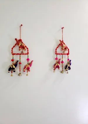 Handmade Elephant Hanging/ Elephant Hanging with Bells/ Elephant Decor/ Hanging Animal Chimes Mobile/ Wind Chimes/ Indian Hanging Elephant