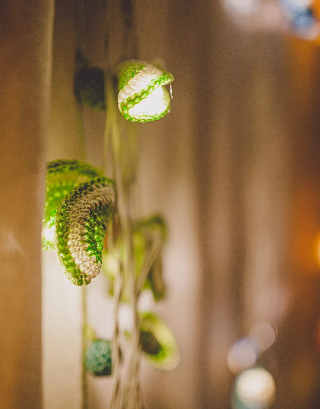 Handmade LED String Lights Green Lily Bougainvillea
