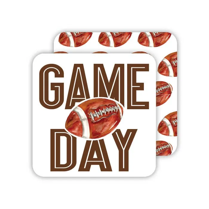 Handpainted Game Day Football Square Coaster