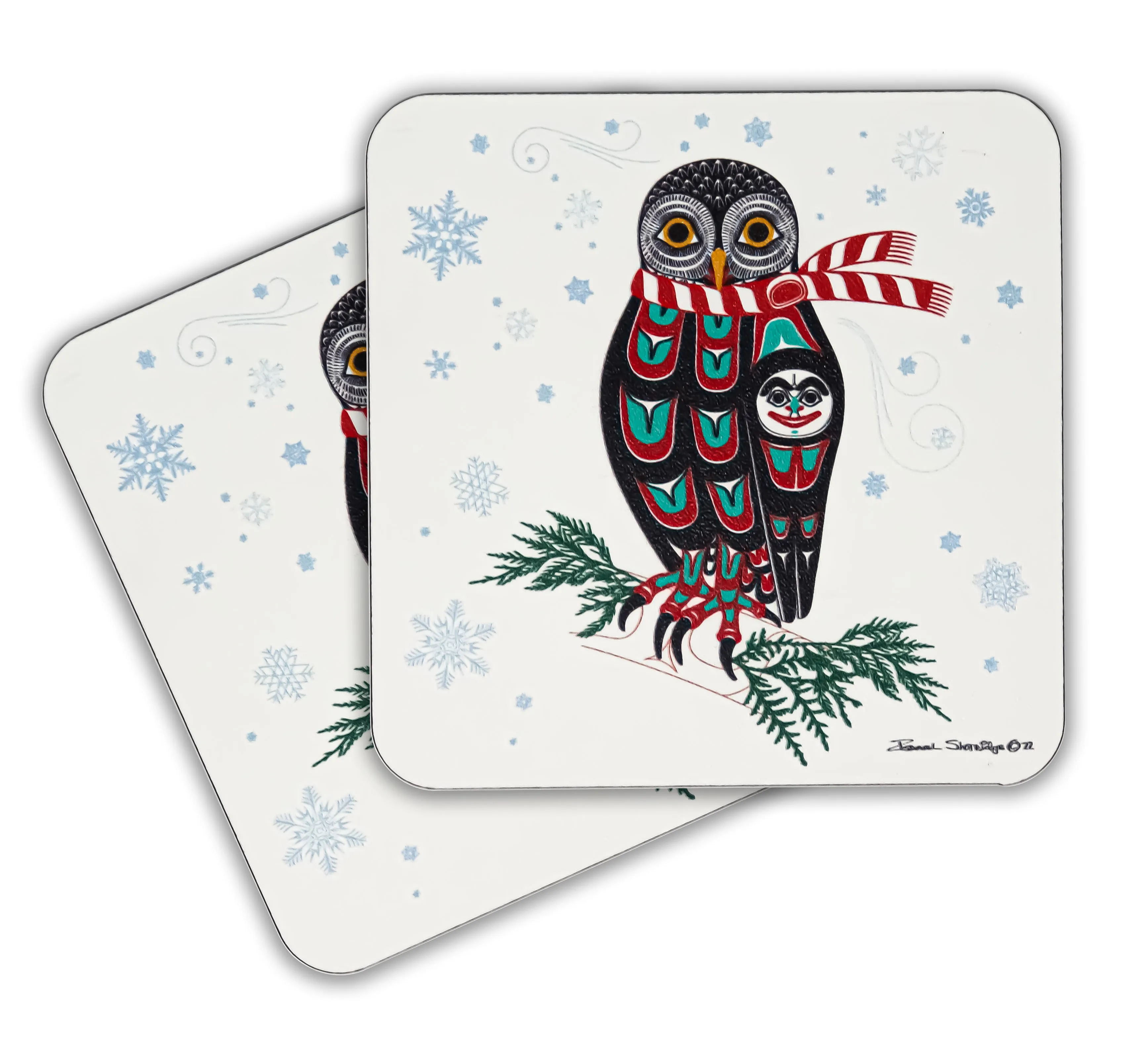 Holiday Owl - Holiday Drink Coasters