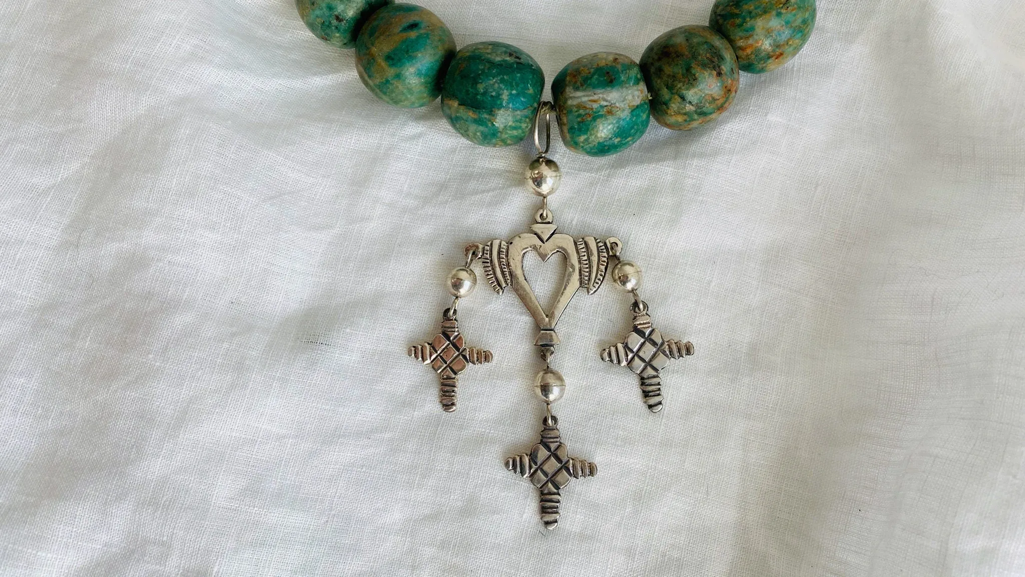 Jade & Yalalag Cross Choker Necklace. Guatemalita.