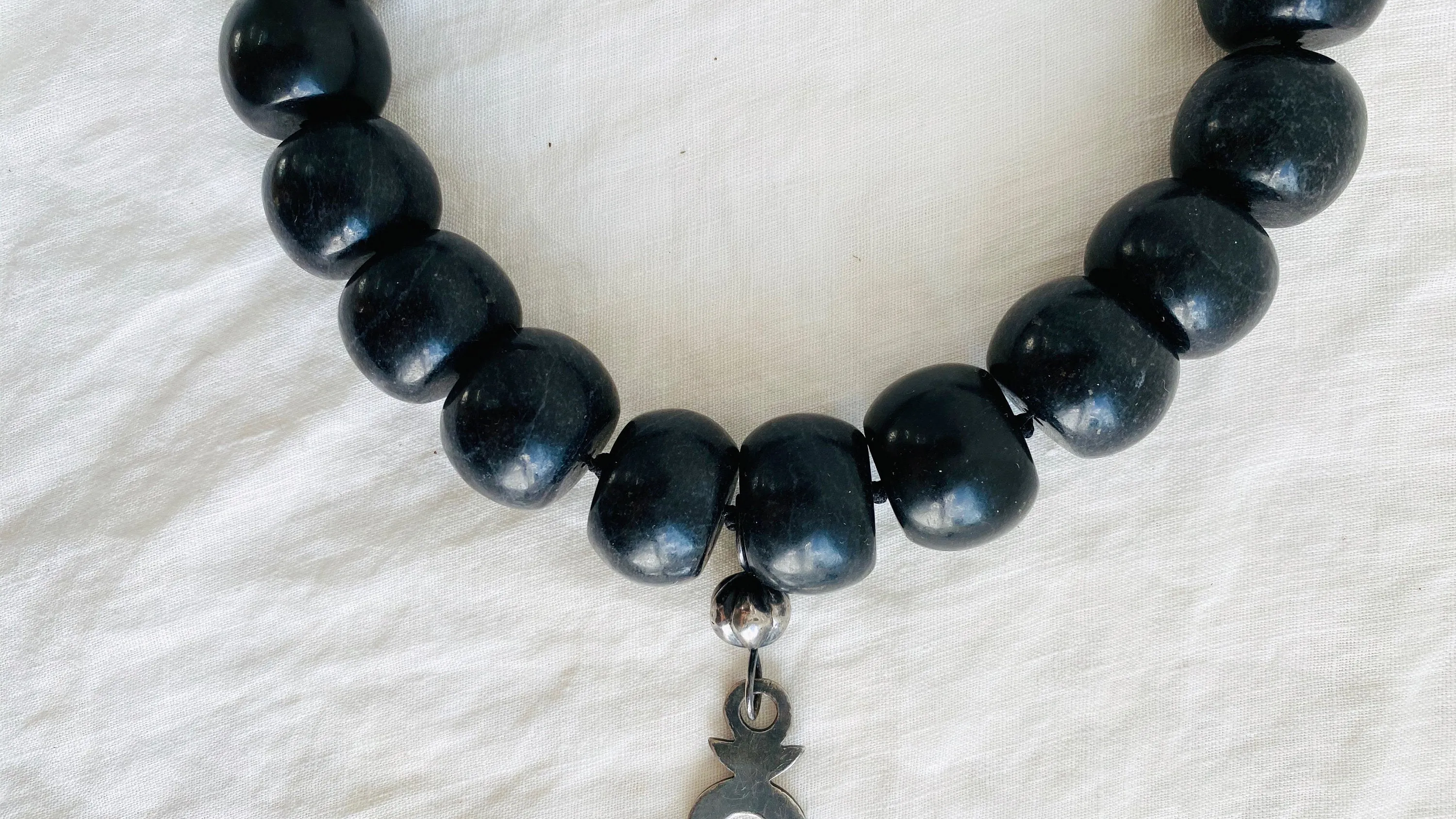 Jade & Yalalag Necklace. Mayan Black Jade. Cross