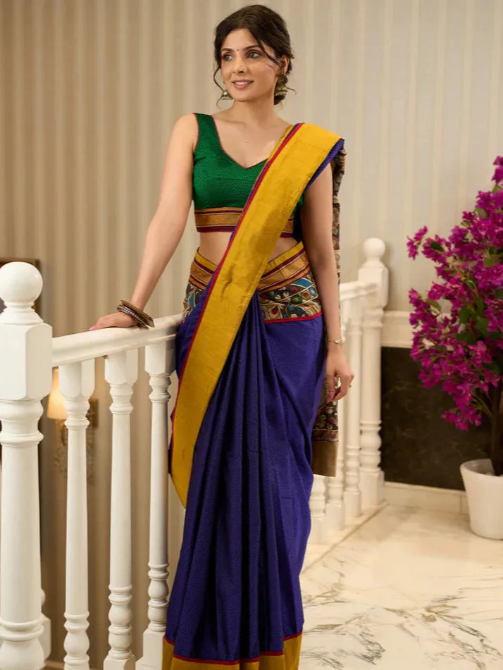 Khun saree with hand-painted Kalamkari pallu