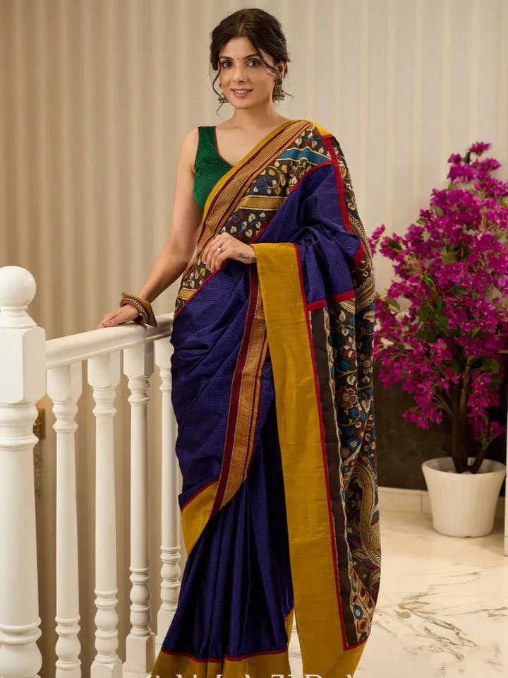 Khun saree with hand-painted Kalamkari pallu