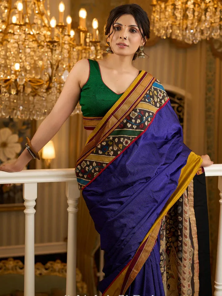 Khun saree with hand-painted Kalamkari pallu