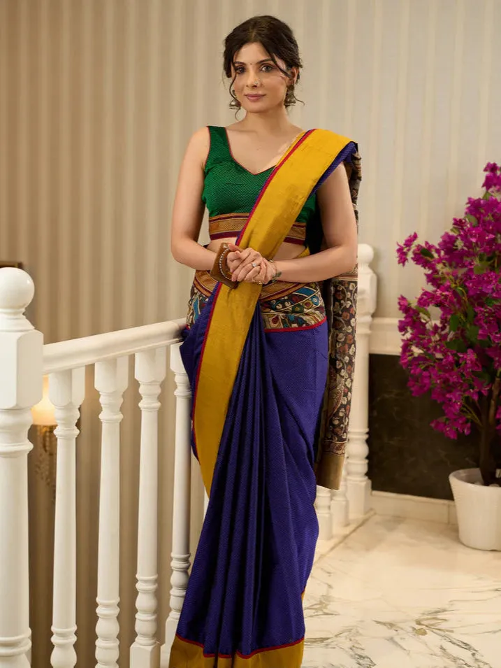 Khun saree with hand-painted Kalamkari pallu