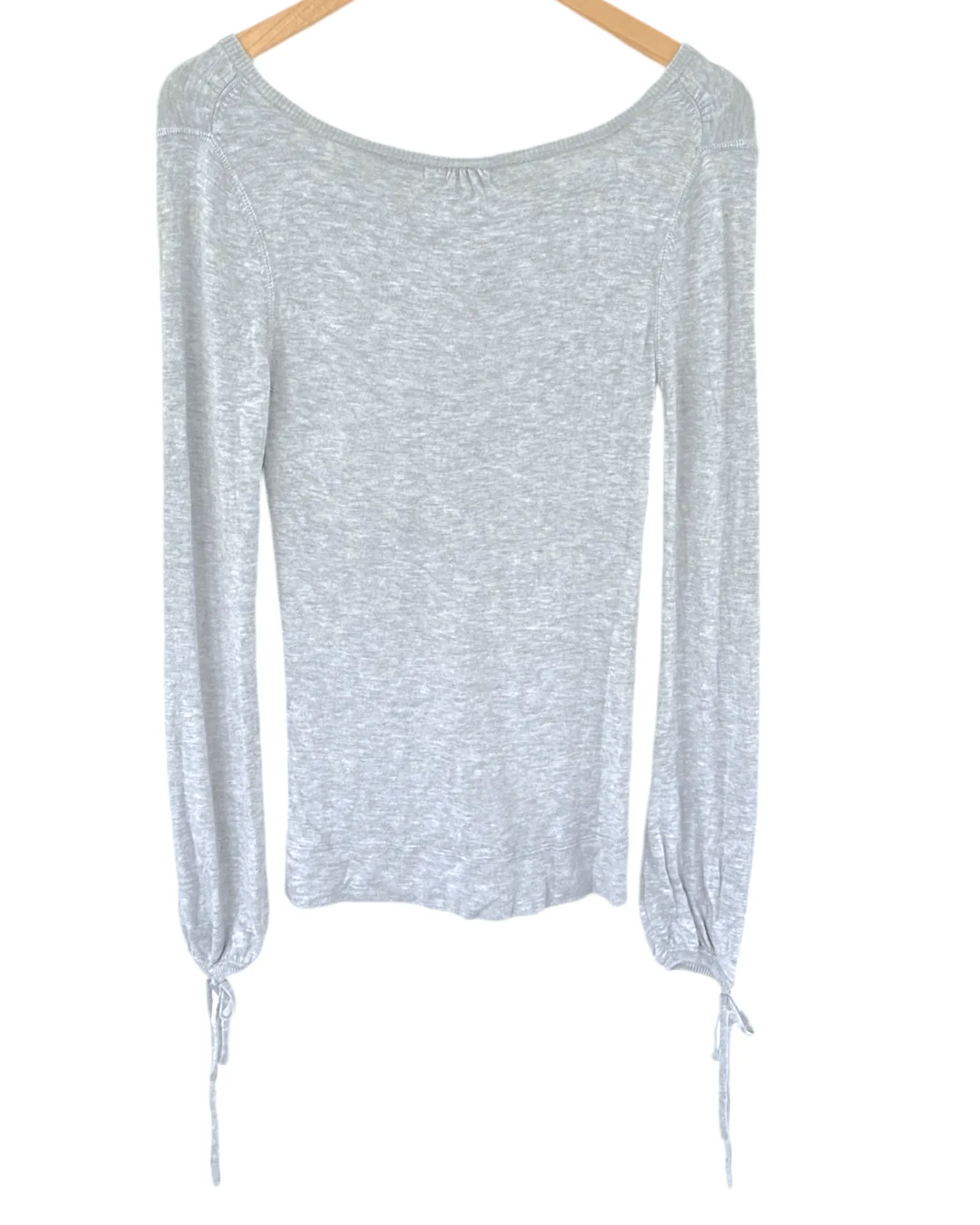 Light Summer Fog Gray Tie Cuff Button Sweater