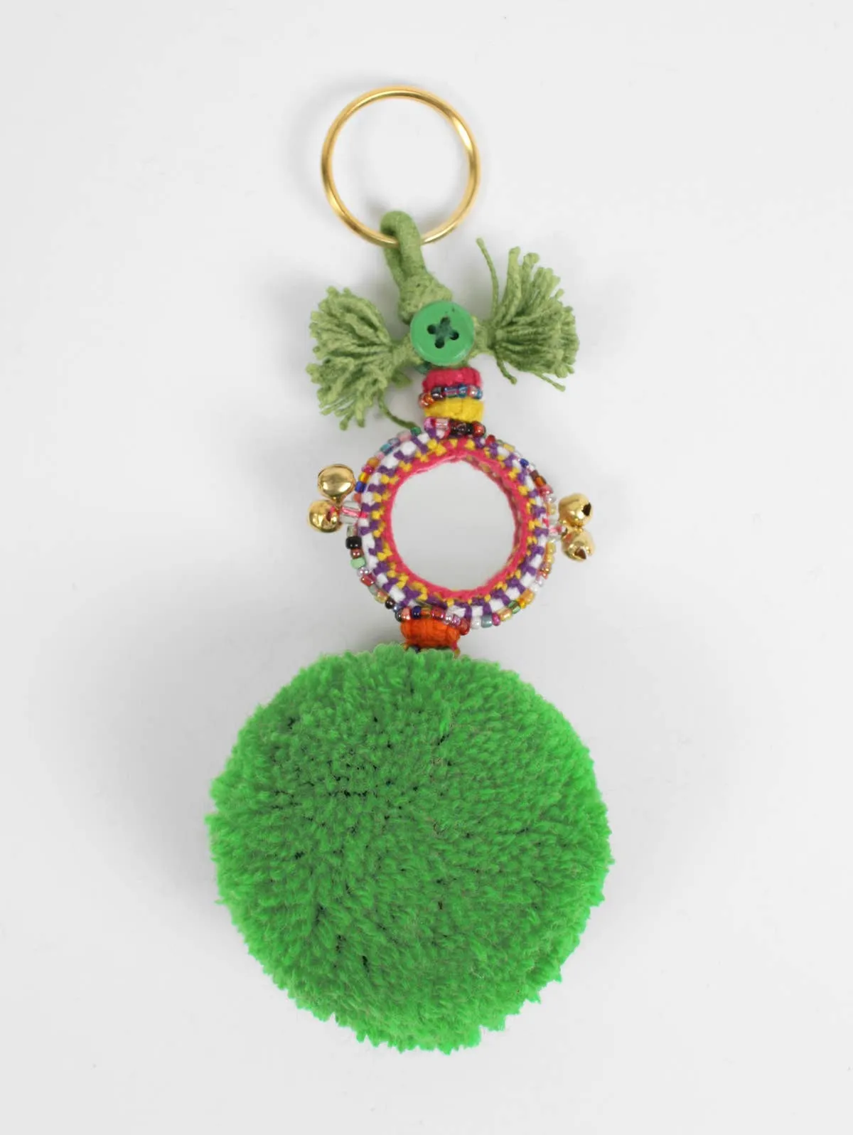 Lime Pom Pom Mirror Keychain