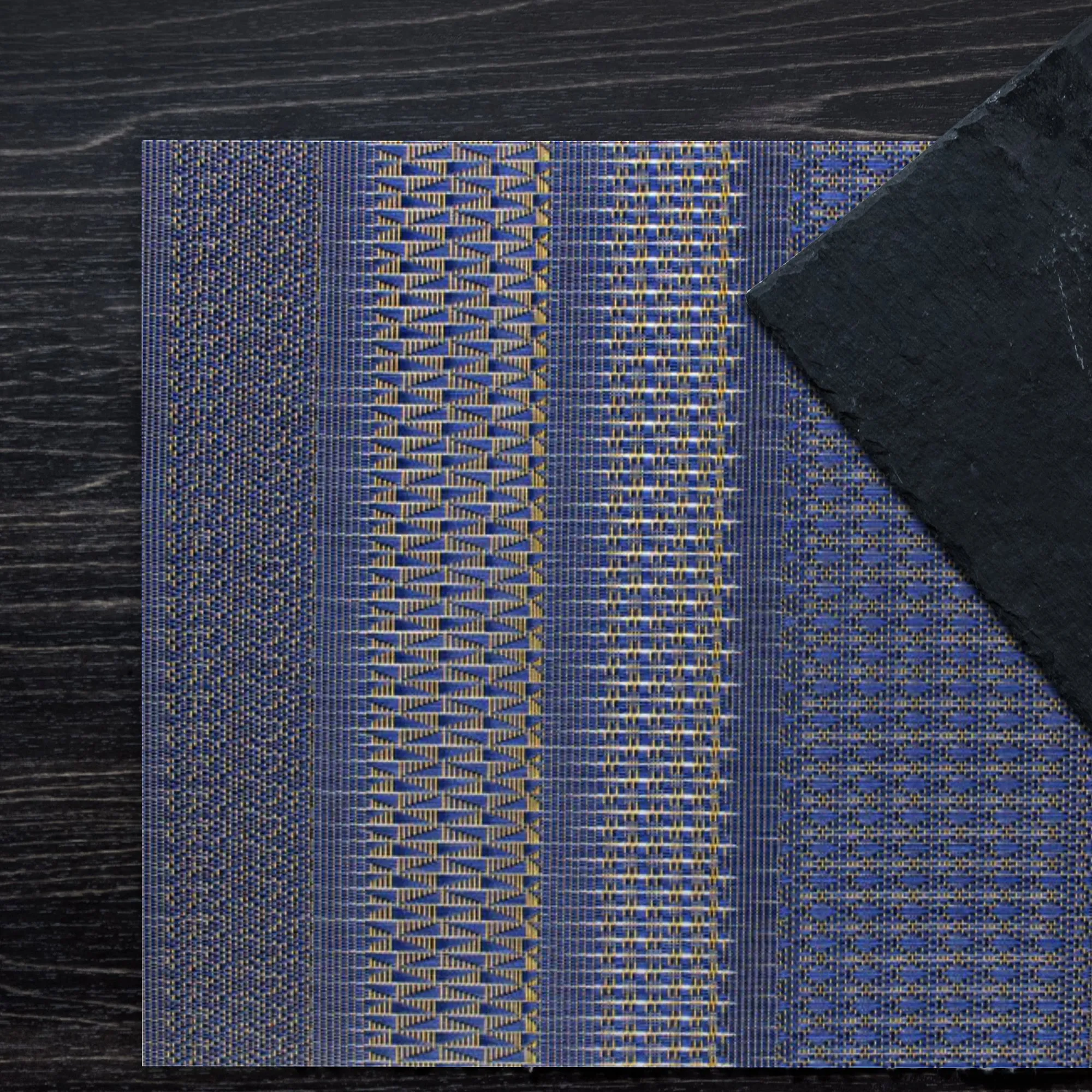 Luxury Placemat Set of 4 | Heat Resistant Placemats | Table Mats | Cotton Home - Blue Zigzag