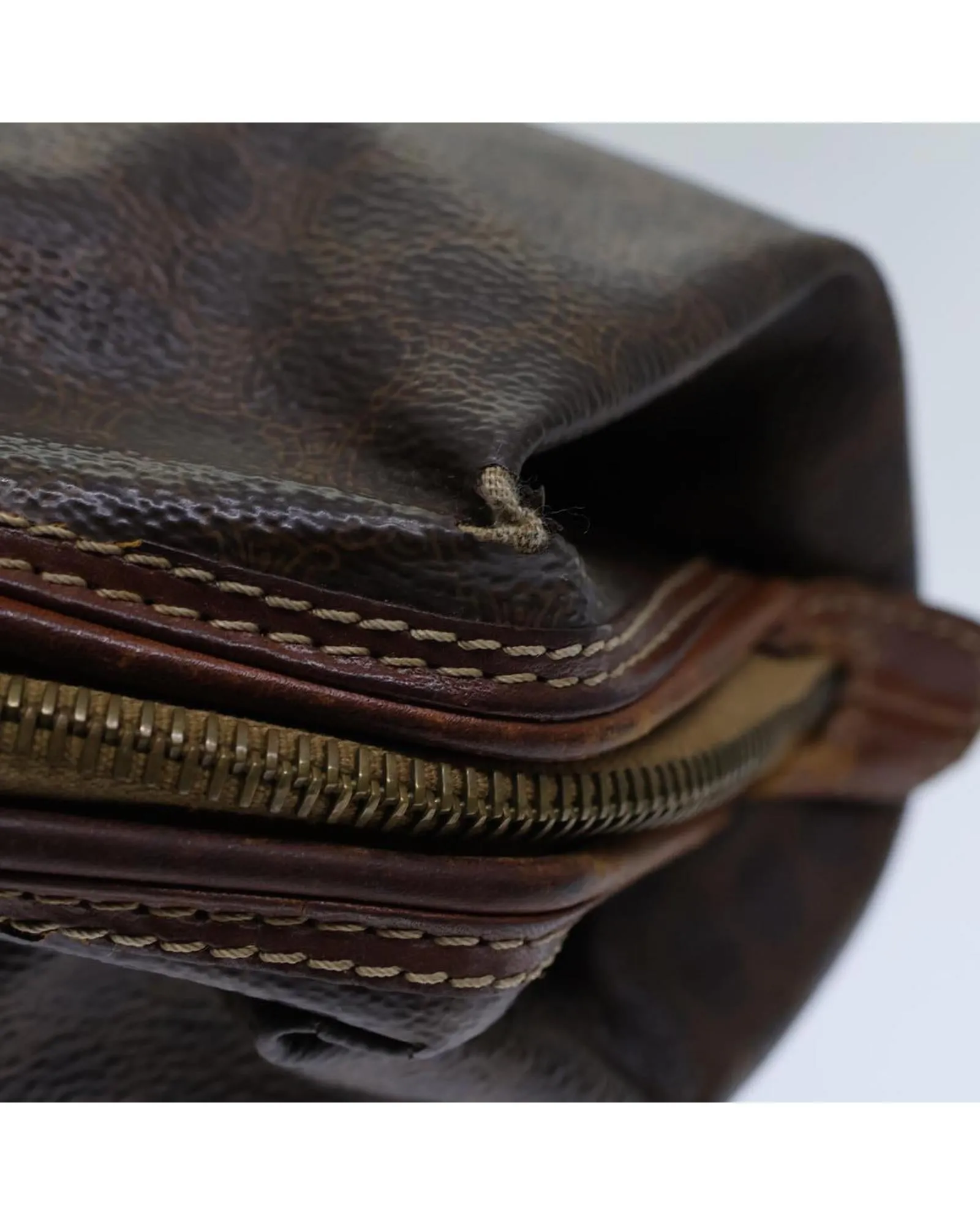 Macadam Canvas Pouch in Brown PVC Leather