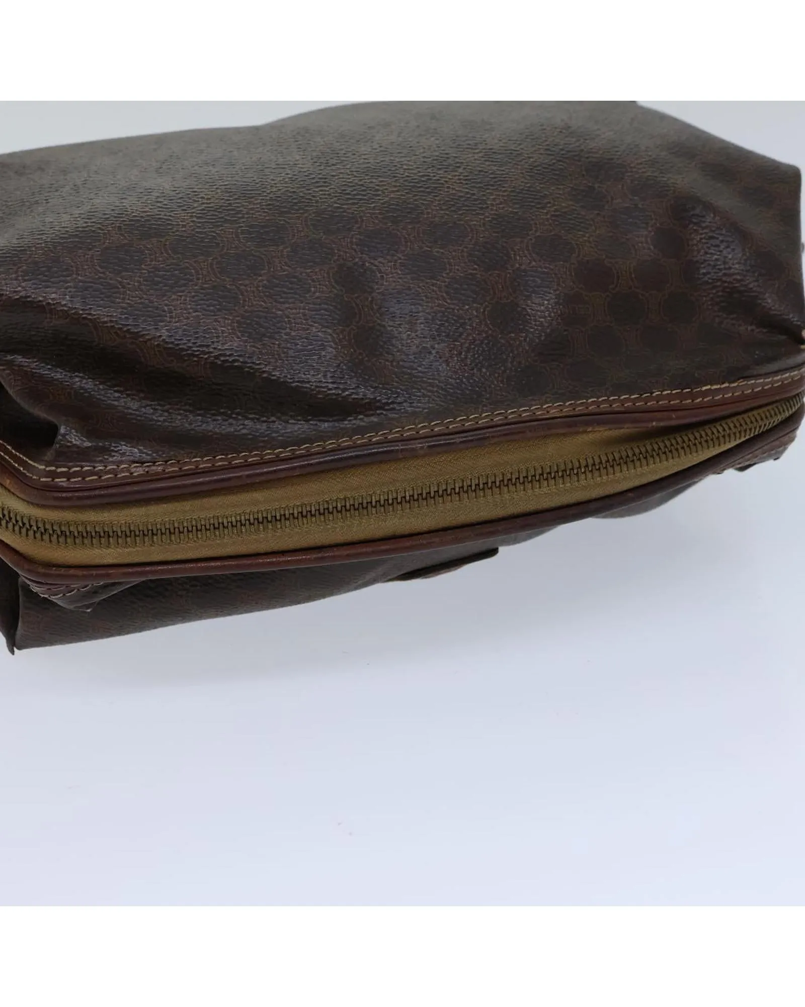 Macadam Canvas Pouch in Brown PVC Leather