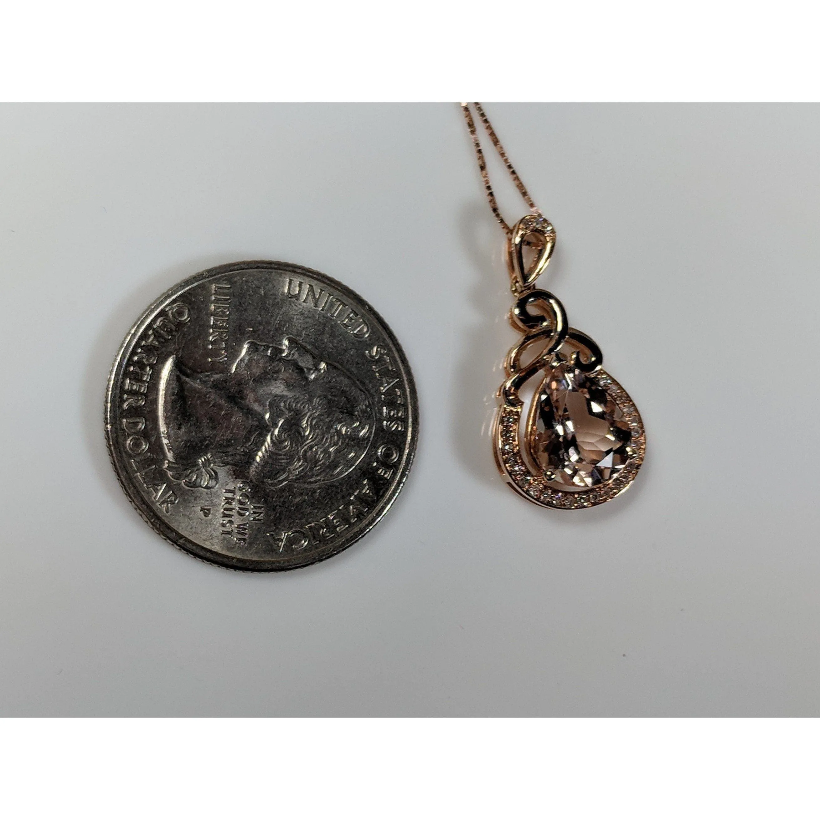 Morganite and Diamond Pendant Necklace in 18K Rose Gold, 2.08ctw