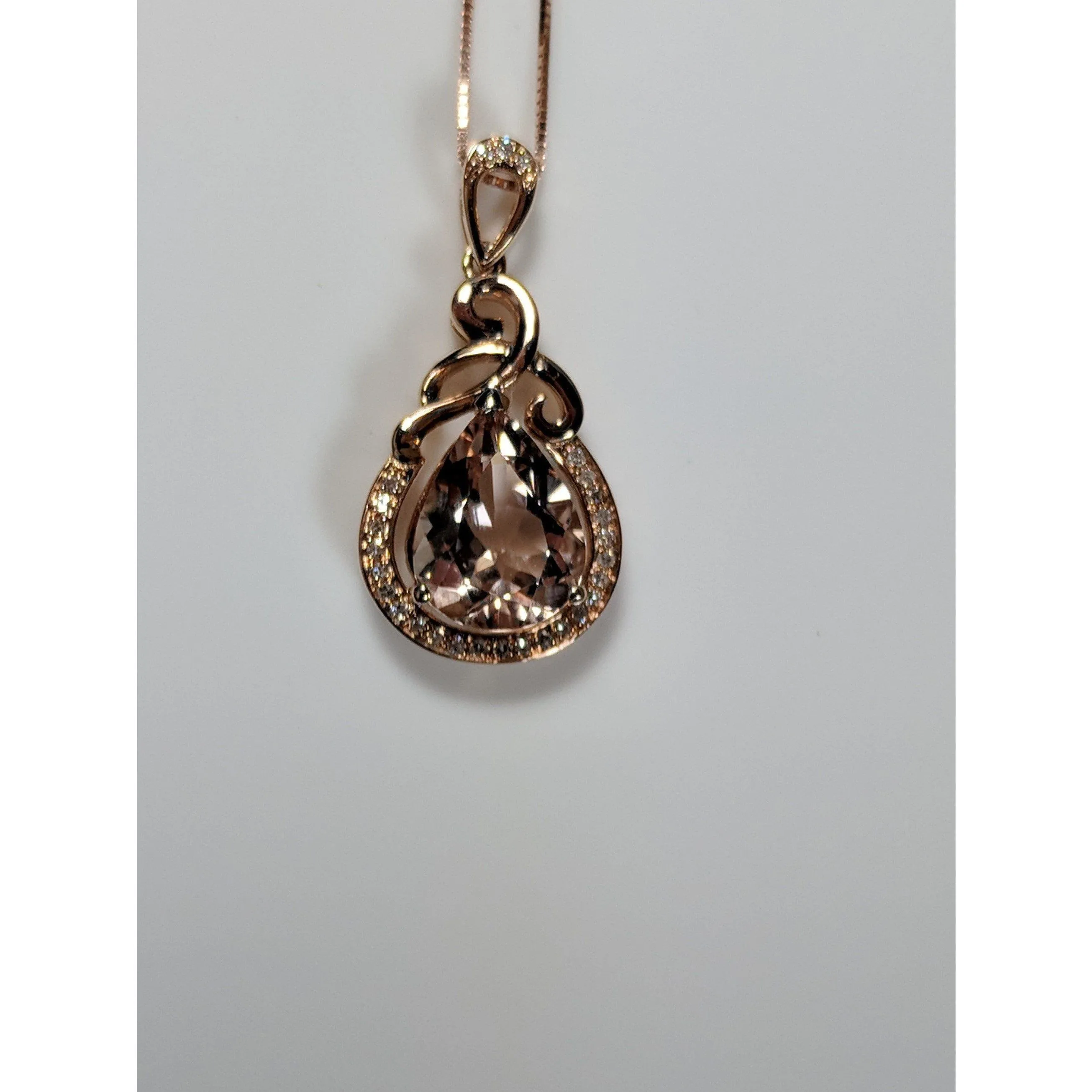 Morganite and Diamond Pendant Necklace in 18K Rose Gold, 2.08ctw
