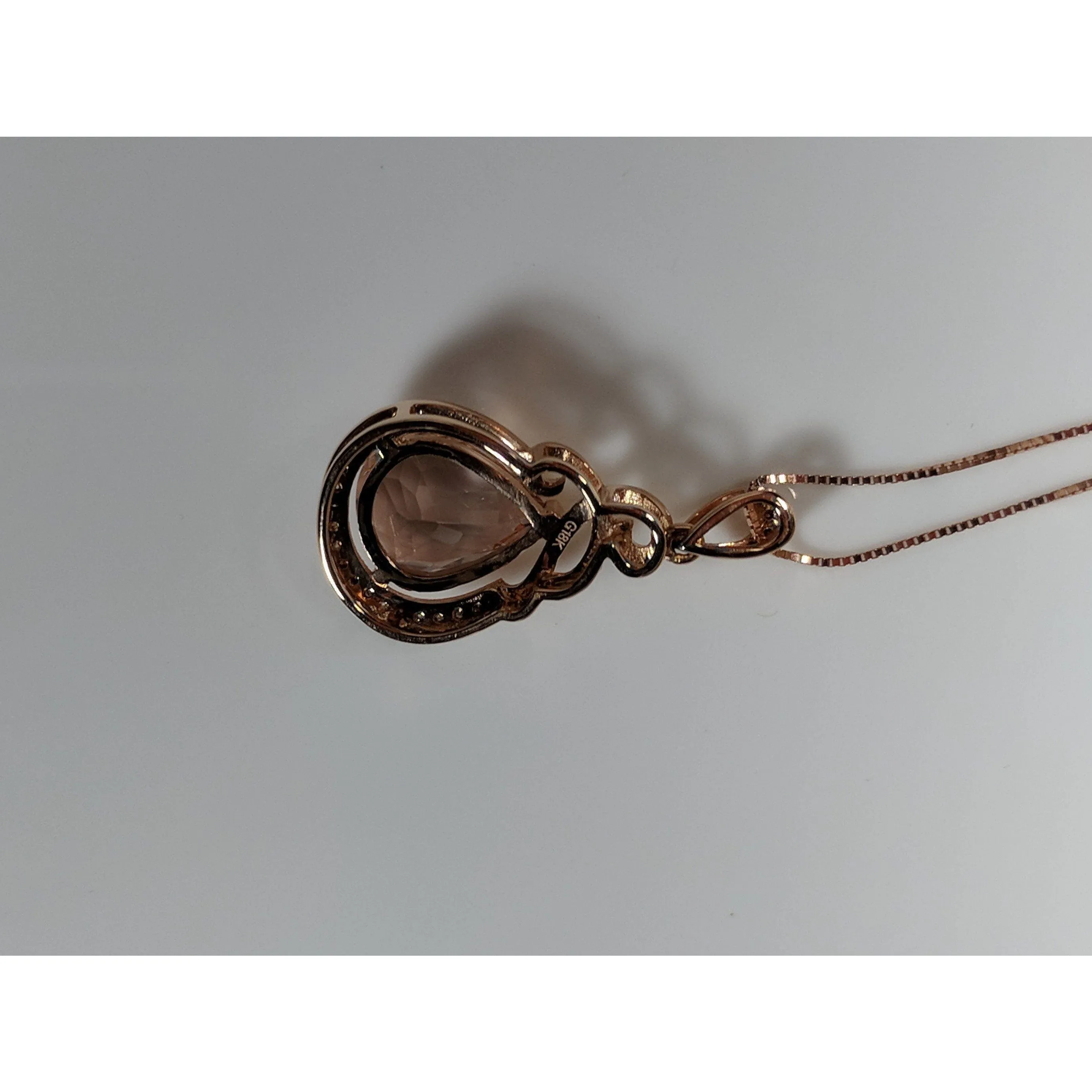 Morganite and Diamond Pendant Necklace in 18K Rose Gold, 2.08ctw