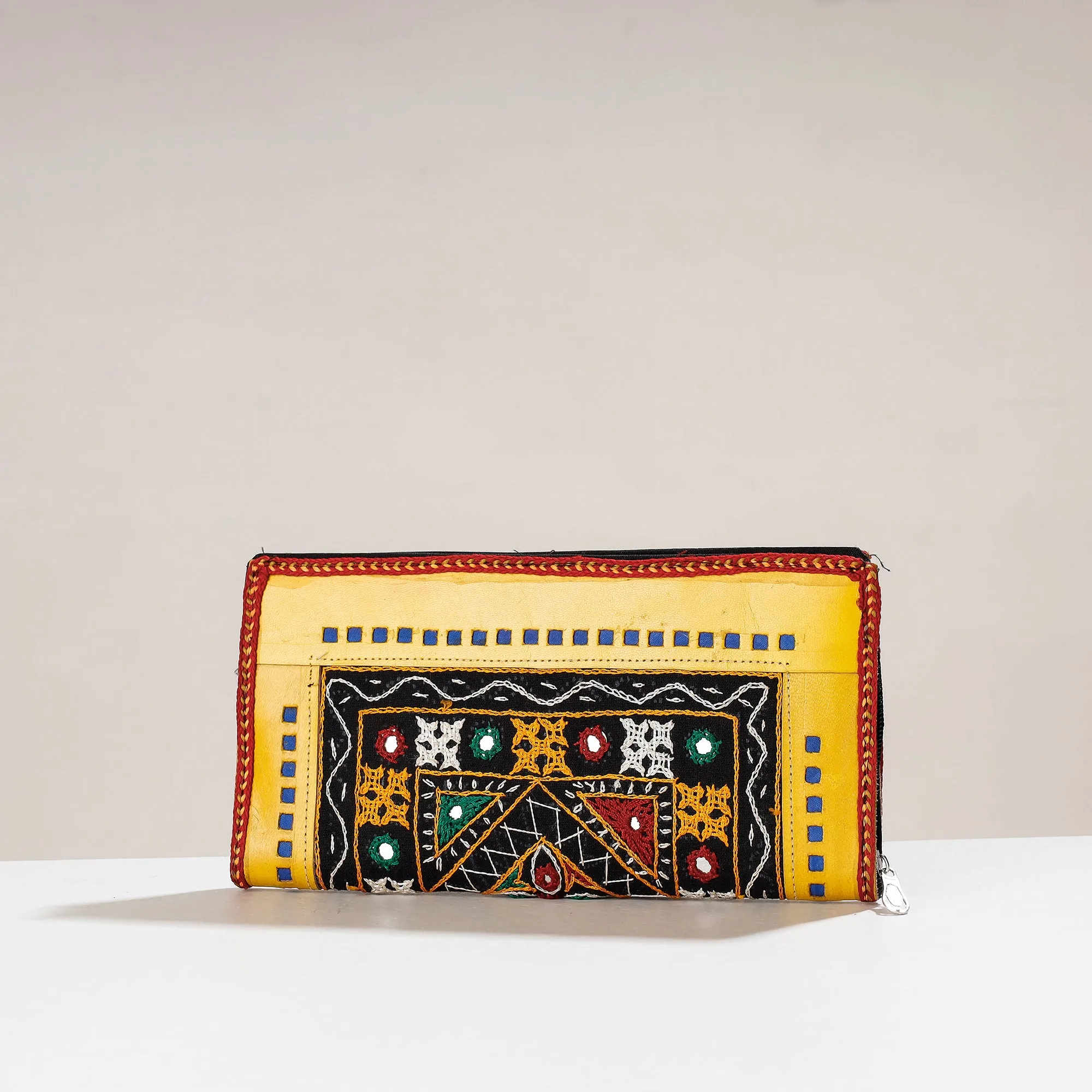 Multicolor - Handcrafted Kutch Embroidery Cotton Leather Wallet