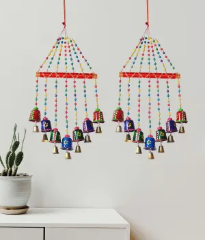 PALPAL Bell Wind Chimes for Home Décor Decoration Wall Hangings V Safe Combo Set of 2 for Hall Balcony Wall Door Window (80CM Multicolor)