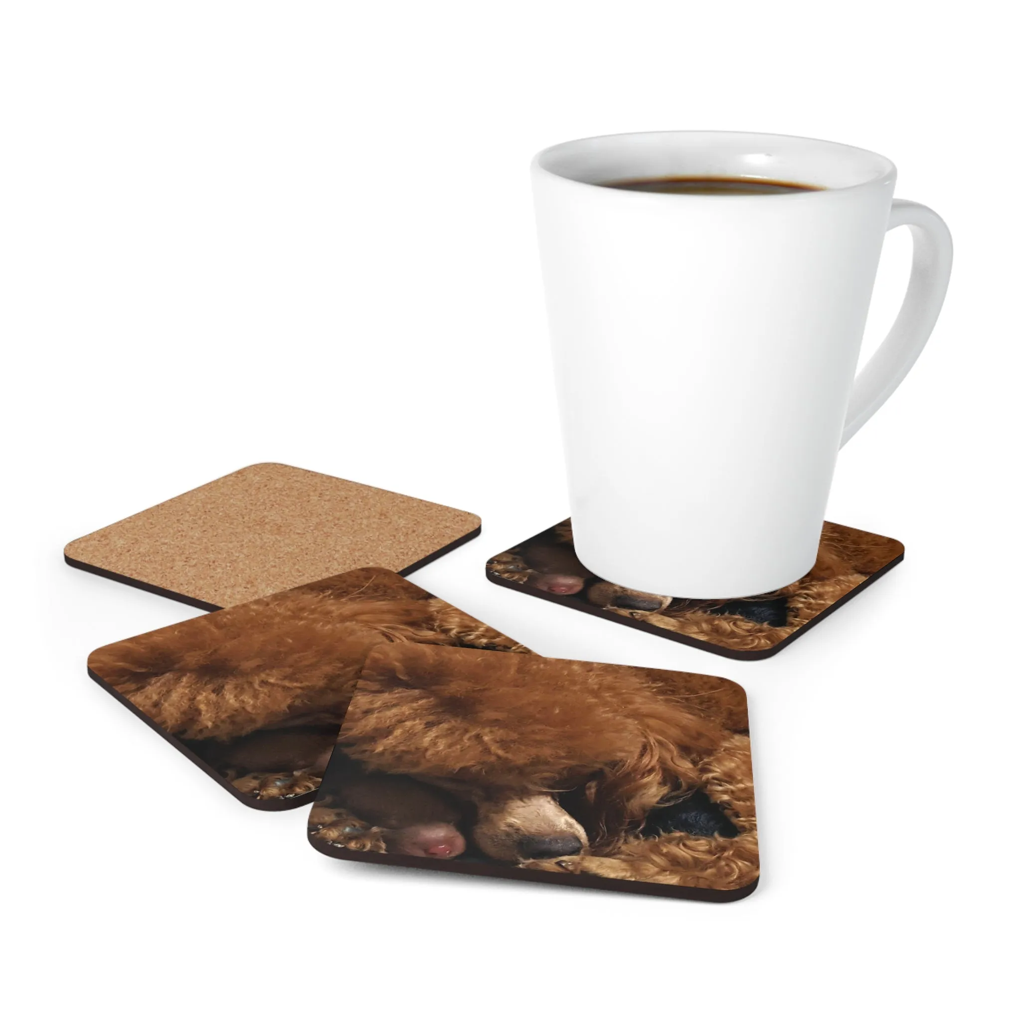 Poodle Coasters - Set of 4 Hardboard Coasters - Radiant Red Poodles - A Mother's Love