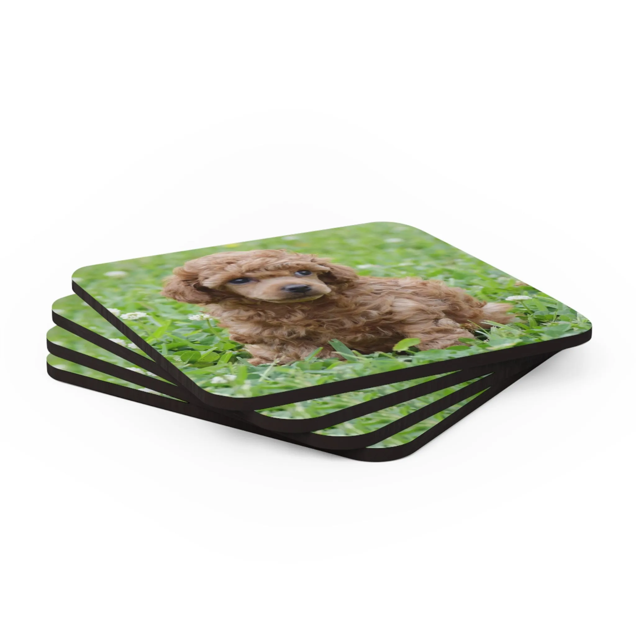 Poodle Coasters - Set of 4 Hardboard Coasters - Radiant Red Poodles - Bella